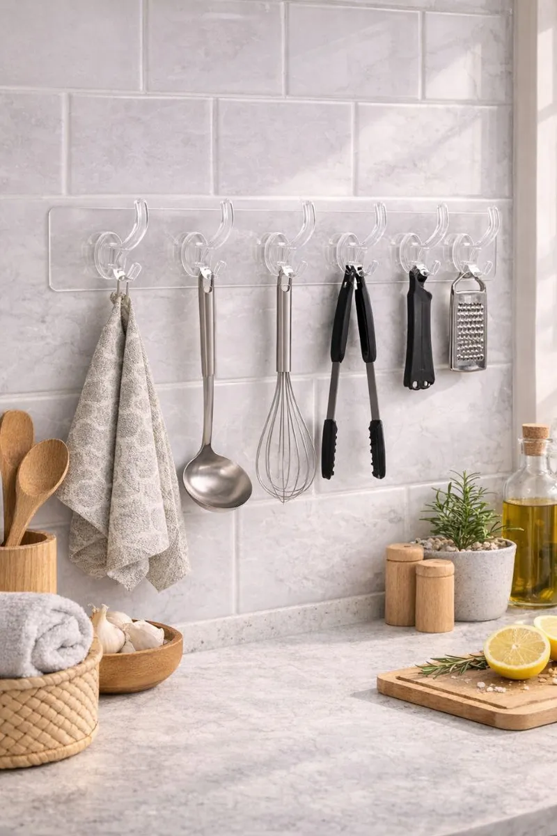 حل عملي لتنظيم منزلك بسهولة دون حفر أو مسامير Crochet en Silicon 3 pcs 