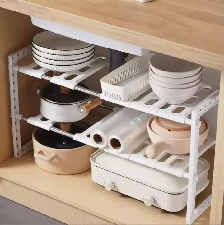 منظم قابل للتعديل من الإينوكس – ترتيب مثالي بلا فوضى  Etagère de rangementen inox extensible